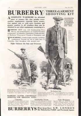 1913 BURBERRY SHOOTING GARMENT MEN FASHION STYLE HUNT DOG GABARDINE SUIT 17264