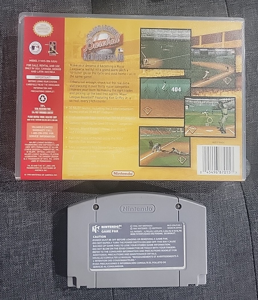 Ken Griffey Jr. Major League Baseball Nintendo 64 N64 Original