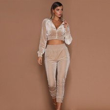 Ladies Velour 2-Piece Tracksuit, Slim Fit, Ready to Ship FREE SHIPPING 