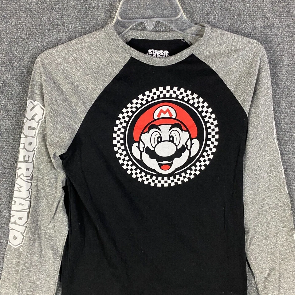 Super Mario T-Shirt Boys XL Long Sleeve Cotton Blend Graphic Print - Image 2 of 4