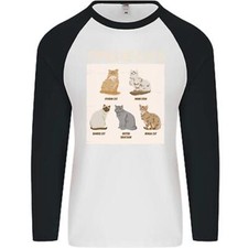 Types of Cat Persian Siamese British Bengal Mens L/S Baseball T-Shirt