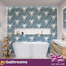 Lily Three Prong Hexagon Pads 19x22cm Blue Matt Wall Floor Porcelain Tile Box