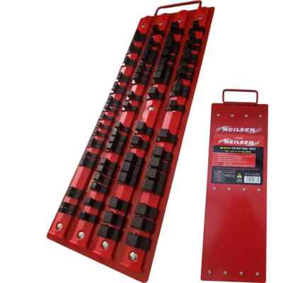Neilsen 80 Stck Steckschlüsselschiene Tablett 1/4'' 3/8'' 1/2'' Organizer Aufbewahrung Halter Metall