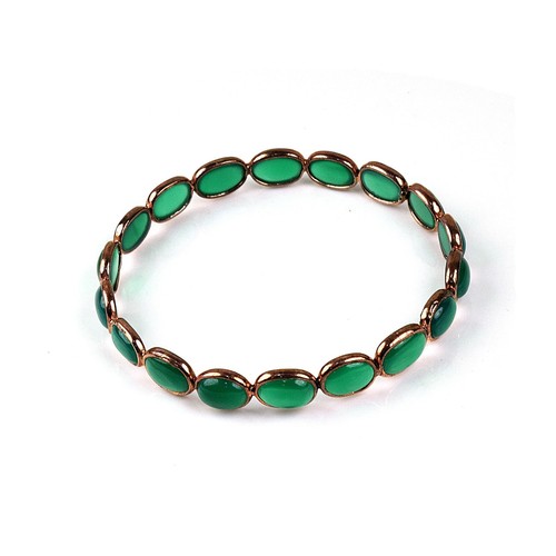 Dainty Oval Green Onyx Gemstone Handmade Bezel Tennis Bracelet Fashion Jewelry - Picture 10 of 16