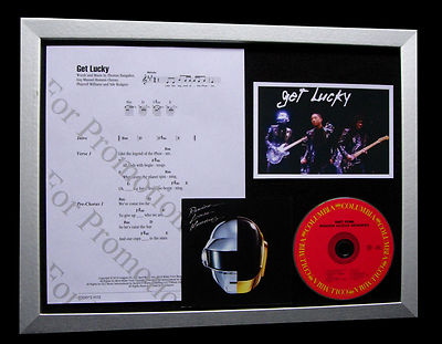 DAFT PUNK Get Lucky QUALITY MUSIC CD FRAMED DISPLAY+EXPRESS GLOBAL SHIP+Pharrell