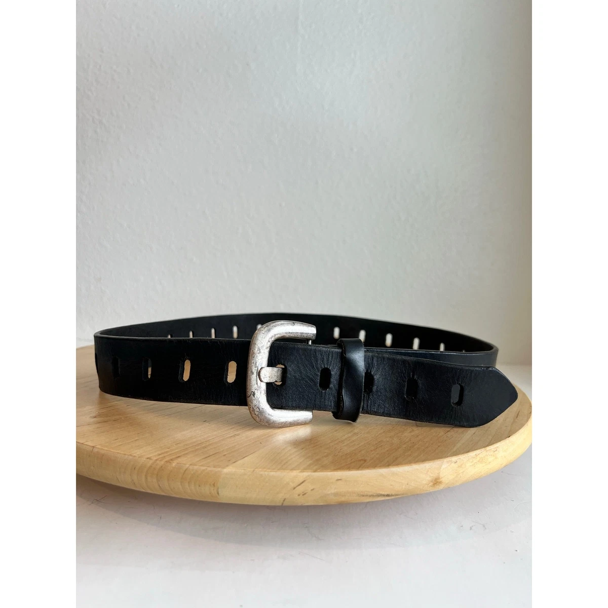Express Black Leather Belt with Silver-Tone Chain Panel KORE Men main image 3