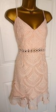 BOOHOO Blush Lace Peplum Mini Dress 20 BNWT