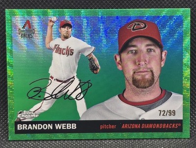 2025 Topps Chrome Platinum - Brandon Webb #334 Green Wave Refractor /99