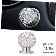 Bling Push Start Button Cover, Crystal Round Ball Car Engine Start Button White