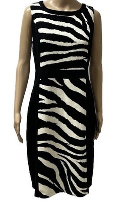 Life Style Wear Women s A-Line Black White Linen Dress Size 10 Business Work