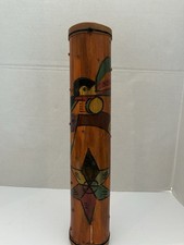 Mayan Bamboo Shaker Rain Stick Rattle Instrument Belize Handcrafted  Painted
