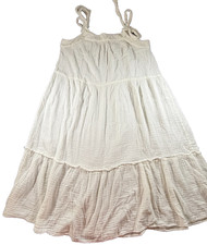 Wonderly Women's White Gauze Cotton Tie Strap Sundress Flowers Beach Vacation XL