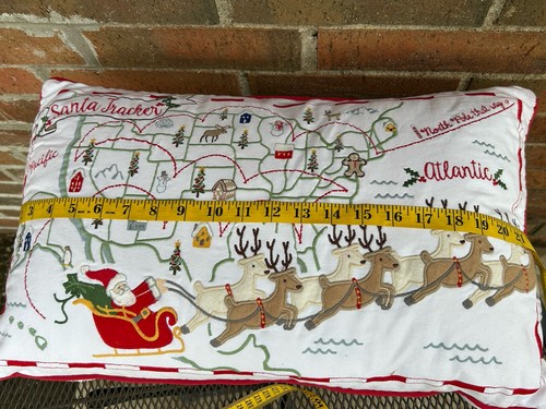 Babbo Natale Tracker Cuscino Decorativo in Piuma Ricamato Applicato Natale 2 Lati - Foto 4 di 7
