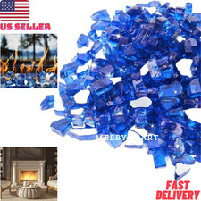 Blue Fire Glass Rock Reflective Tempered Fire Glass for Fireplace and Fire Pit