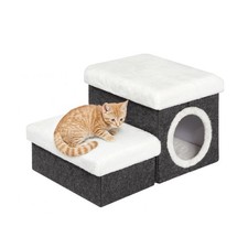 Cat House Pet Stairs for Beds Sofa, Foldable Dog Steps 2-Tier With Storage To...