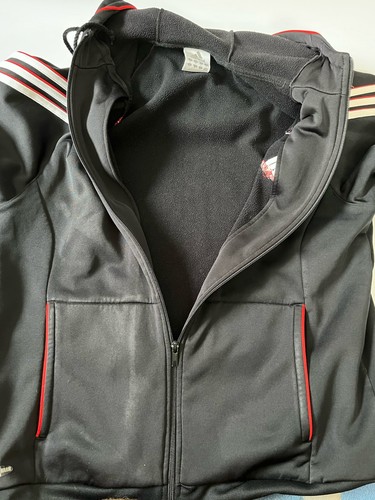 Adidas Climawarm Hoodie Fleece Lined Size Large Black & Red Rave Festival Retro - Picture 8 of 11