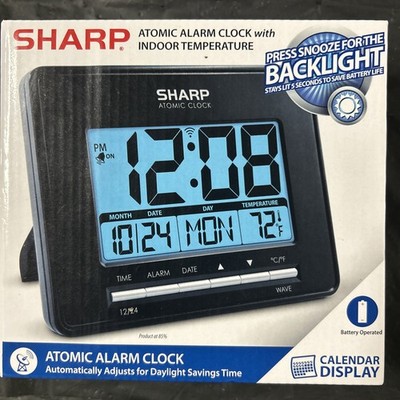 Sharp Atomic Desktop Clock   Auto Set Digital Alarm Clock - Atomic Accuracy 
