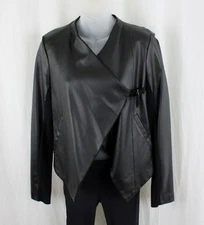 BB Dakota Women's Black Faux Leather Long Sleeve Buckle Jacket Size Small