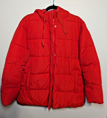 GAP Cold Control Max Red Jacket Womens M Hooded Puffer Water Resistant Coat
