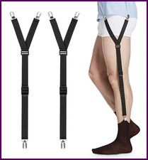 Shirt Stays Adjustable Elastic with Non Slip Clips Sock Garters for Military
