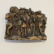 Vintage Belt Buckle Bergamot Brass Works 1979 Indians On The Warpath USA U-60