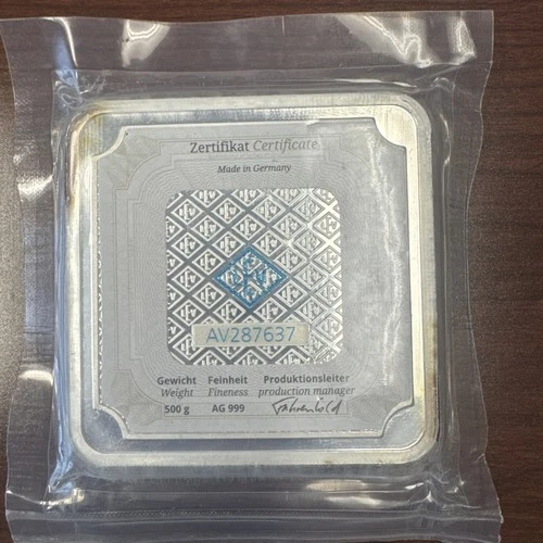 Geiger Edelmetalle Schloss Güldengossa 500 gram .999 Fine Silver Square Bar