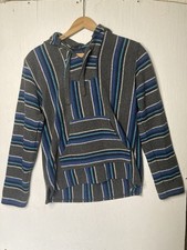 Original Senor Lopez Mexican Baja Women s Hoodie Blue Turquoise Gray Pocket M