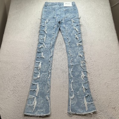 Guapi Jeans Men's Size 28X38 Stacked Denim Long Flare Distressed
