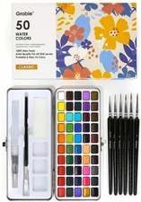 Grabie 50 Colors Watercolor Paint Set, 12.5 Ounce (Pack of 1), 50 
