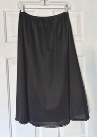 VANITY FAIR Black Midi Length Half Slip, Size Large