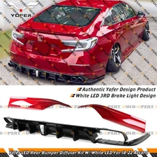 For 2018-2022 Accord Yofer San Marino Red Rear Bumper Diffuser Kit W/ White LED