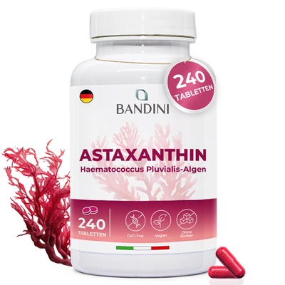 Bandini® Astaxanthin 240 Tabletten | 8 Monate | Haematococcus pluvialis-Algen