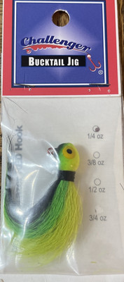 Challenger Bucktail Jig  #TSS-CJ-14-04 Hook 1/4oz Blk/Grn/CH-Brand New-SHIP 24HR