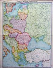 Original Old Vintage Print Eastern Europe Communications 1920 Colour 20th
