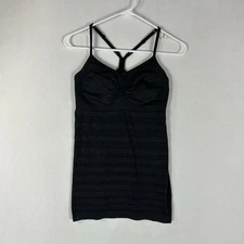Lululemon Ebb & Flow Racerback Tank Top Womens 6 Black Shelf Bra Yoga No Pads