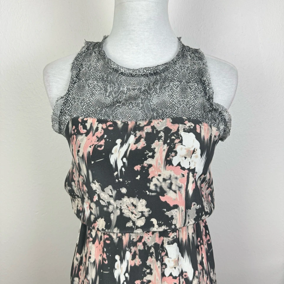 Vestido maxi Winter Kate novo com etiquetas pequeno 4 serafinas estampado seda crepe Iden alto baixo - Imagem 3 de 4