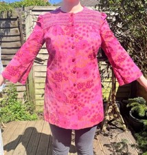 Dolly Rockers Vintage Floral Cerise Pink Mini Dress 60s 70s Medium Festival Boho