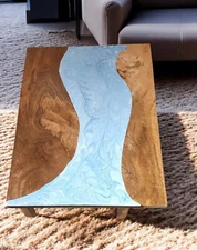 Custom Made Epoxy Resin Living Room Sofa Center Table Tops Handmade Modern Decor