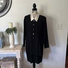 Vintage Virgo II Pinstriped Collard Button Down Dress Womens size 12