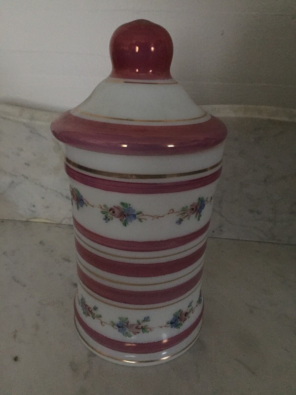 Vintage Glass Apothecary Jar, Vanity Jar, Beautician Barber Shop Jar.           