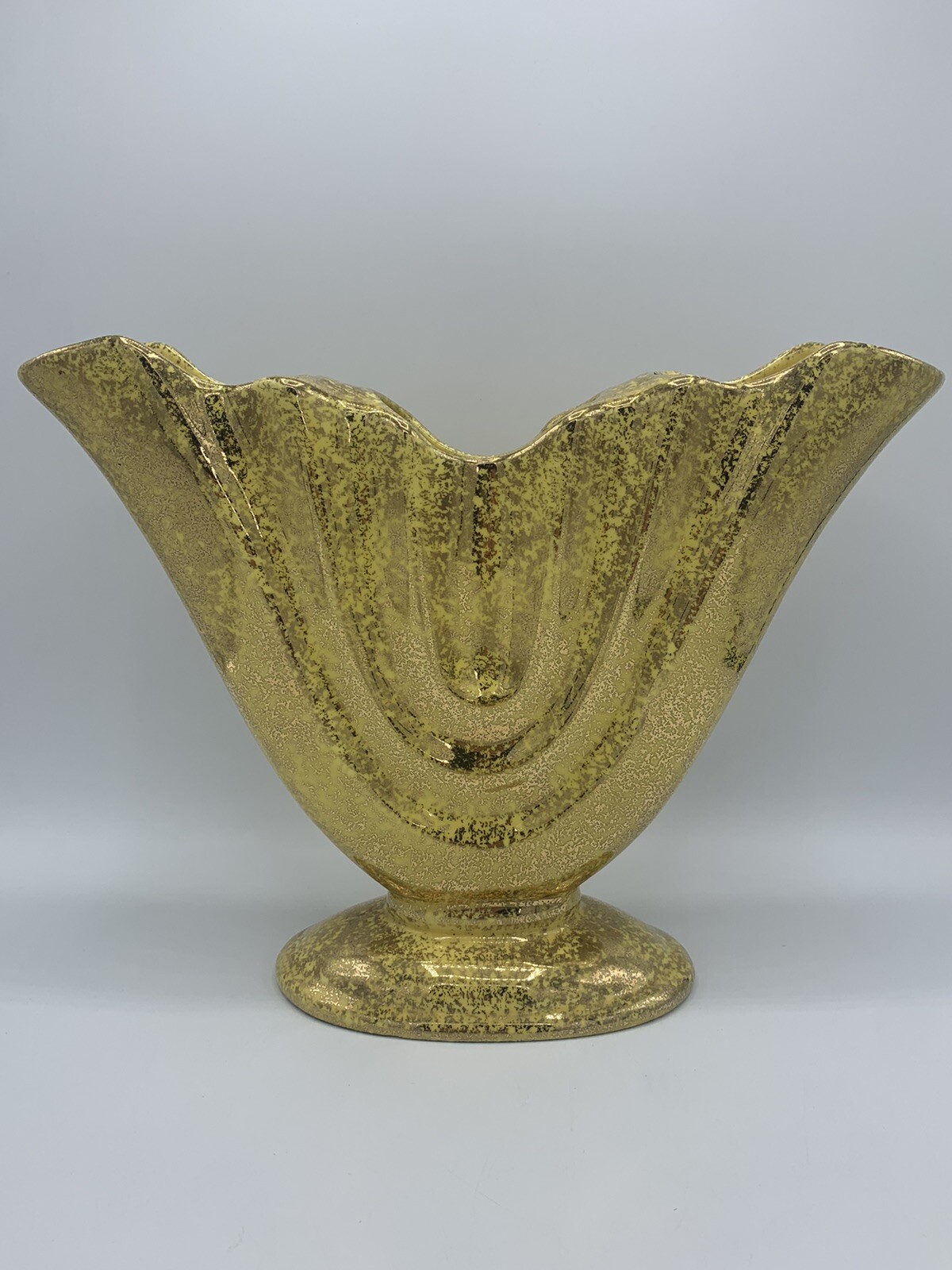 NOR-SO Camark 288 Hand Painted 22 Kt. Gold On Yellow Gladiolus Fan Vase Art Deco 2022, Zapewnienie Jakości