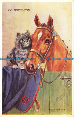 R625711 Confidences. Reithack und Perserkatze. M. Gear. Mabel Gear Pferdegestüt