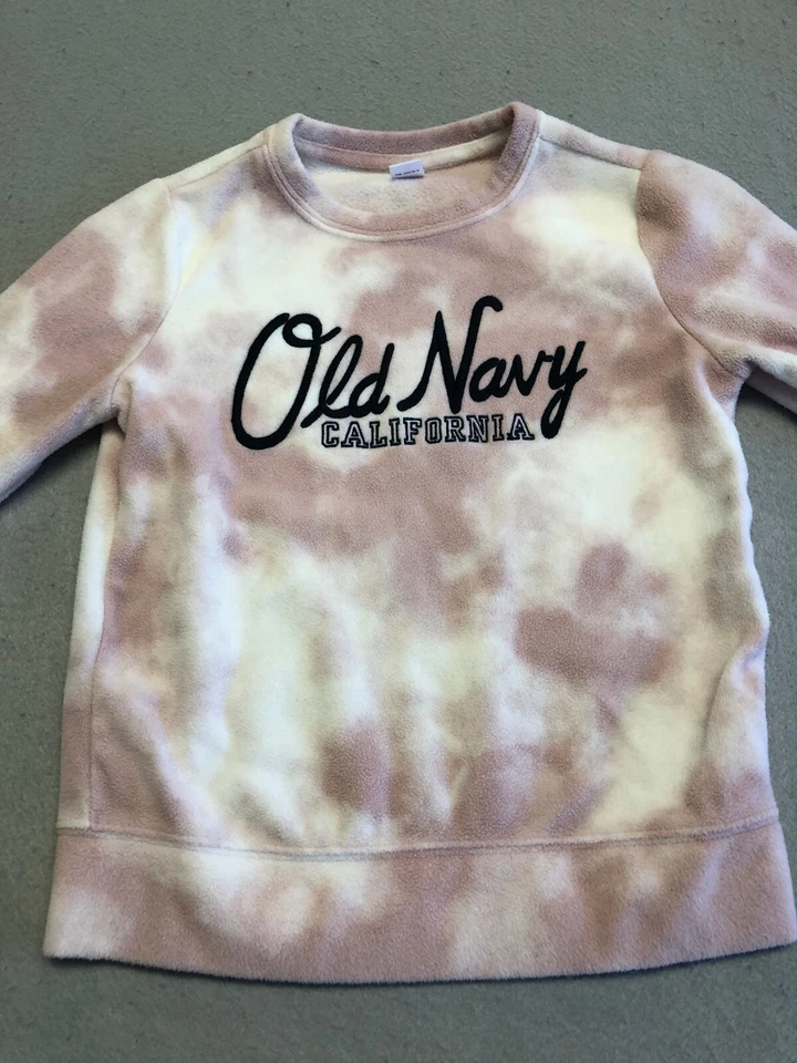 Старый темно-молодежь девочки средний/8 толстовка розовый/белый галстук краситель флис пуловер - Изображение 2 из 4