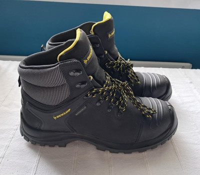 Dunlop rutschfeste wasserdichte Stahlkappe Sicherheitsstiefel Herren schwarz UK 11  