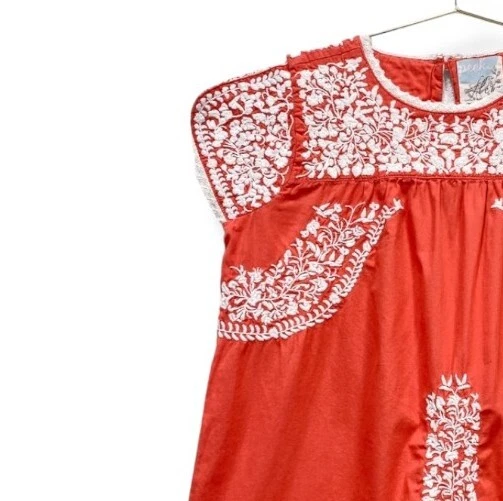 #I Vestido recto Peek Fleur des Champs para niñas (6/7) bordado naranja y blanco Foto 3 de 4