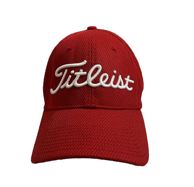 Titleist Golf Fitted Hat Cap Red White S/M Embroidered Men's
