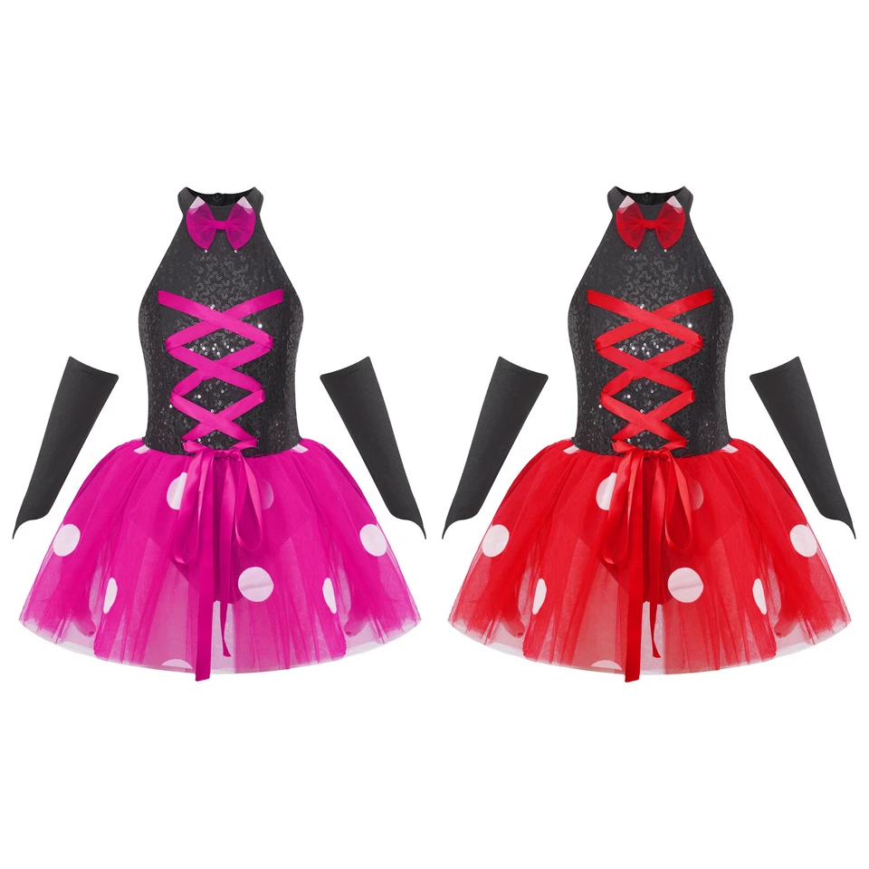 Children Girls Dress Theme Party Costume Carnival Outfits Sequins Uniform Shiny - Image 3 of 3