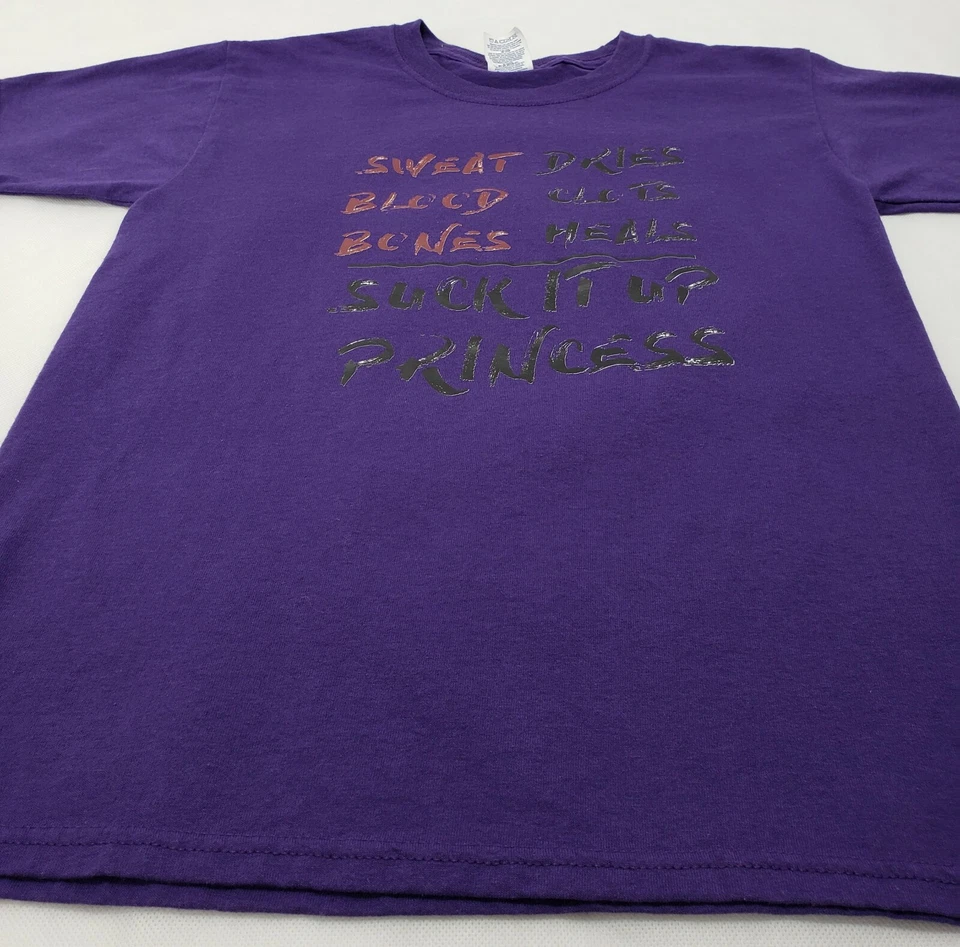 Camiseta Sweat Blood Bones Suck It Up Princesa Logo Púrpura Manga Corta Juvenil L Foto 3 de 4