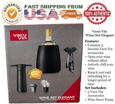 Vacu Vin Vacuum Wine Saver Pump With Cork Wine Preserver, Set Open Box