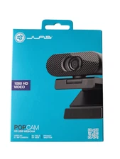 JLab Go Pop USB HD Webcam, Black, 1080p/30 FPS, 2.1 Megapixels, Privacy Shutter